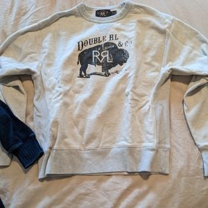 RRL buffalo print tan sweatshirt mens L